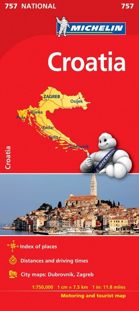 Kelių žemėlapis, Michelin, Kroatija цена и информация | Kelionių vadovai, aprašymai | pigu.lt