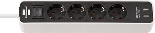 Удлинитель «Brennenstuhl» Ecolor 4 розетки и USB, 1,5 м, H05VV-F3G1,5 цена и информация | Удлинители | pigu.lt