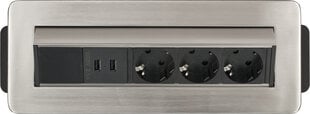 Удлинитель настольный встроенный «Brennenstuhl»,3 розетки Indesk Power, 2 USB, 2 м, H05VV-F 3G1.5 цена и информация | Удлинители | pigu.lt