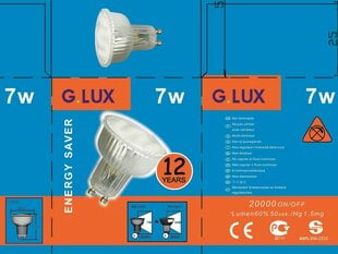 Energiją taupanti lemputė 7W pakuotė 10vnt G.LUX/DEU 7W GU10 Pakuotė kaina ir informacija | Elektros lemputės | pigu.lt