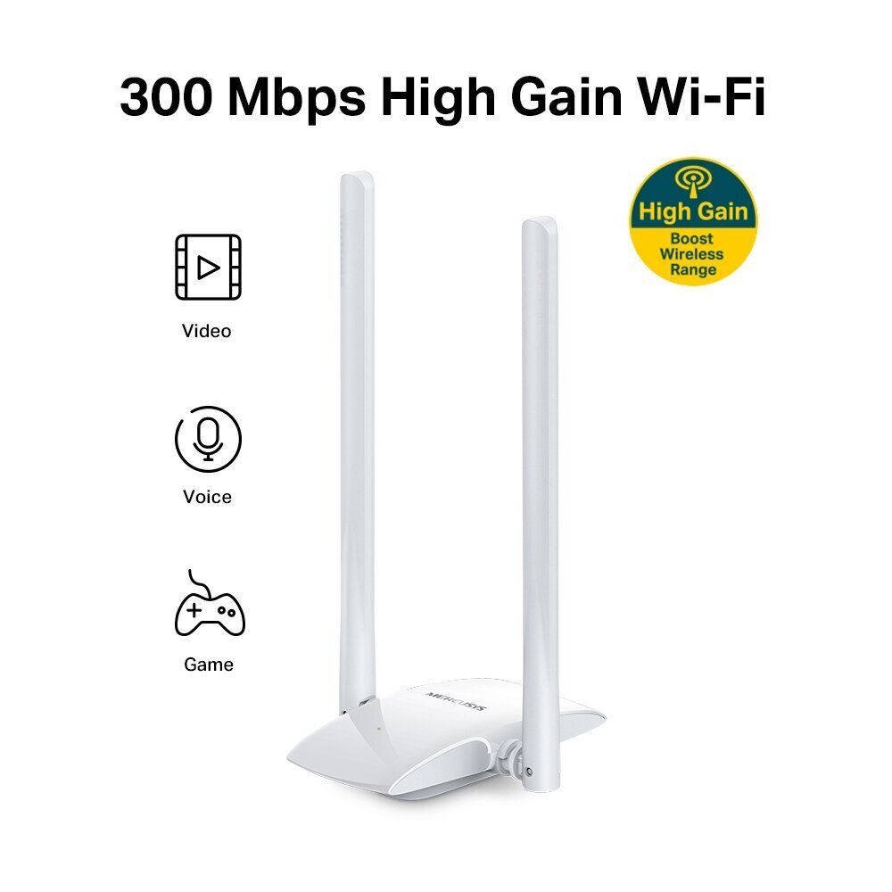 Mercusys High Gain Wireless USB Adapter MW300UH цена и информация | Maršrutizatoriai (routeriai) | pigu.lt