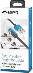 Кабель Lanberg USB - Micro-USB / Lightning / USB-C, 1 м цена и информация | Кабели для телефонов | pigu.lt