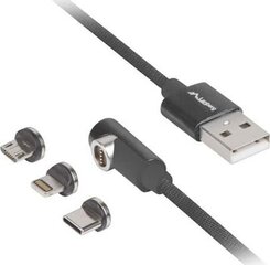 кабель Lanberg CA-3IN1-21CU-0010-BK USB, 1 м цена и информация | Кабели для телефонов | pigu.lt