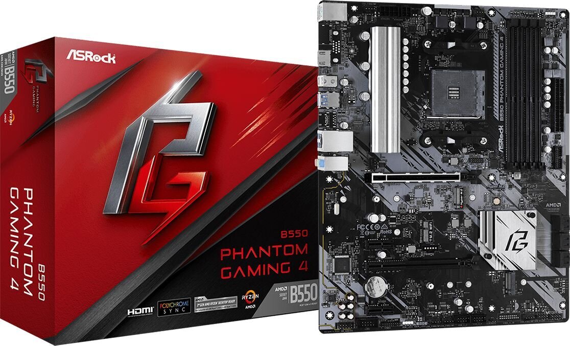 ASRock B550 Phantom Gaming 4 kaina ir informacija | Pagrindinės plokštės | pigu.lt