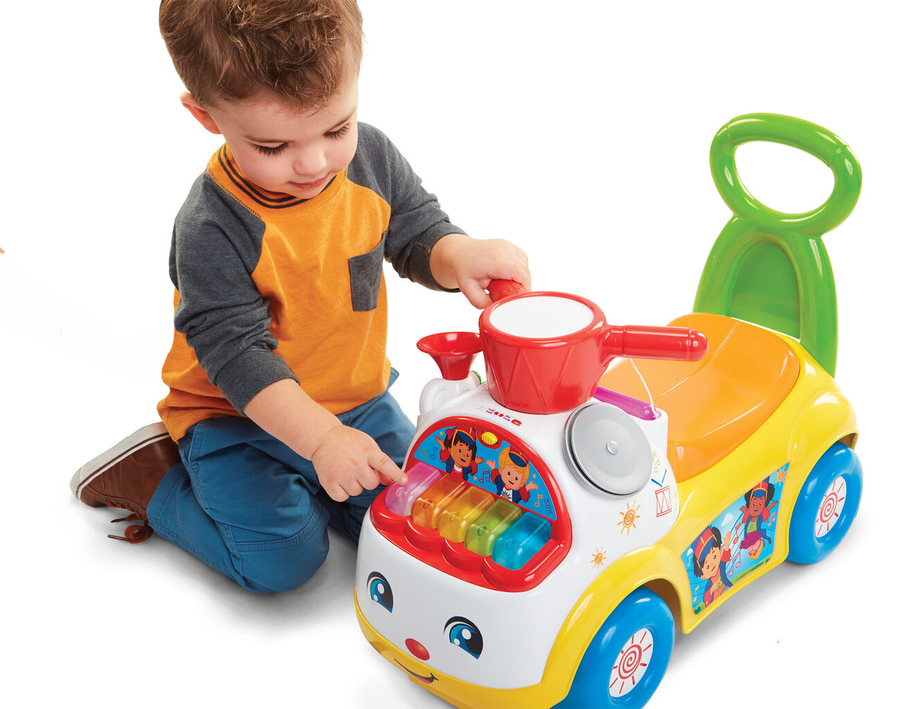 Paspiriama mašinėlė Fisher Price Little People Music Parade Ride-On, geltona kaina ir informacija | Žaislai kūdikiams | pigu.lt