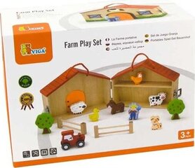 Dviejų aukštų medinis ūkis Viga Toys Farm Animals Figūras 13 Elementai kaina ir informacija | Lavinamieji žaislai | pigu.lt