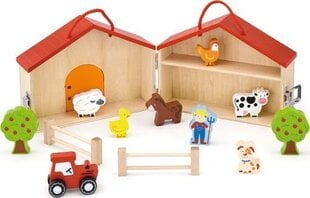 Dviejų aukštų medinis ūkis Viga Toys Farm Animals Figūras 13 Elementai kaina ir informacija | Lavinamieji žaislai | pigu.lt