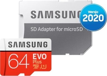 Atminties kortelė Samsung EVO Plus microSD 2020 64 GB цена и информация | Atminties kortelės fotoaparatams, kameroms | pigu.lt