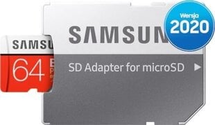 Карта памяти Samsung EVO Plus microSD 2020 64 ГБ цена и информация | Карты памяти для фотоаппаратов, камер | pigu.lt