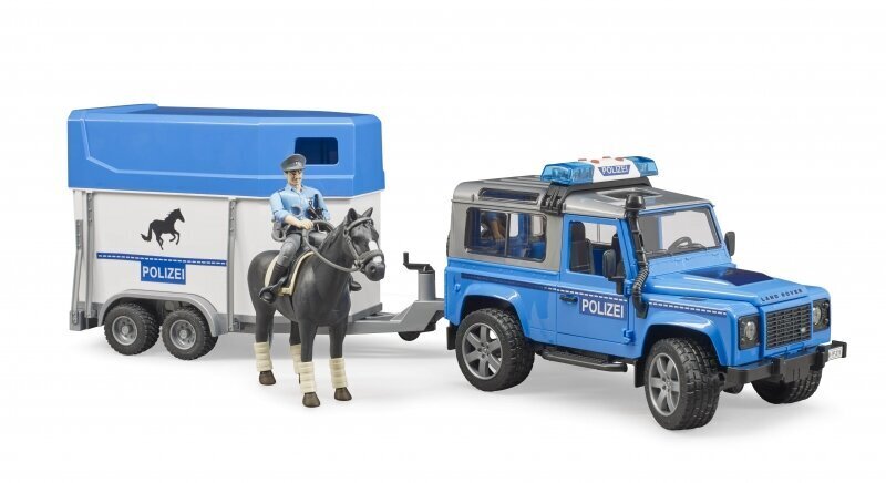 Policijos automobilis su priekaba Bruder Land Rover Defender02588 цена и информация | Žaislai berniukams | pigu.lt