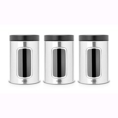 Баночки Brabantia Matt Stee FPP, 1,4 л, 3 шт. цена и информация | Посуда для хранения еды | pigu.lt