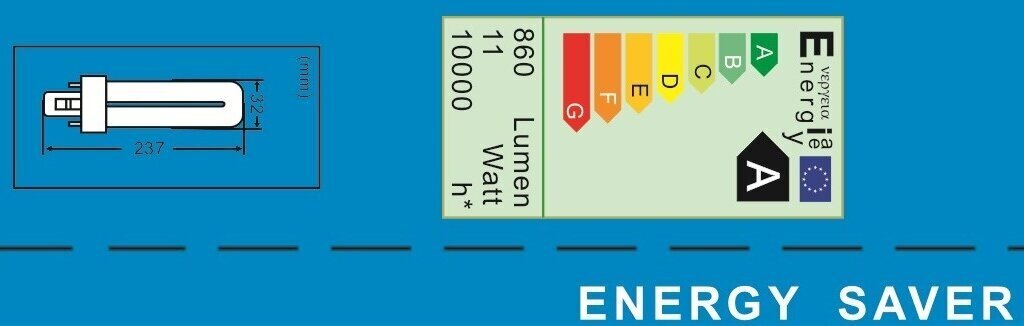 Energiją taupanti lemputė 11W pakuotė 10vnt G.LUX DU 11W G23 Pakuotė kaina ir informacija | Elektros lemputės | pigu.lt