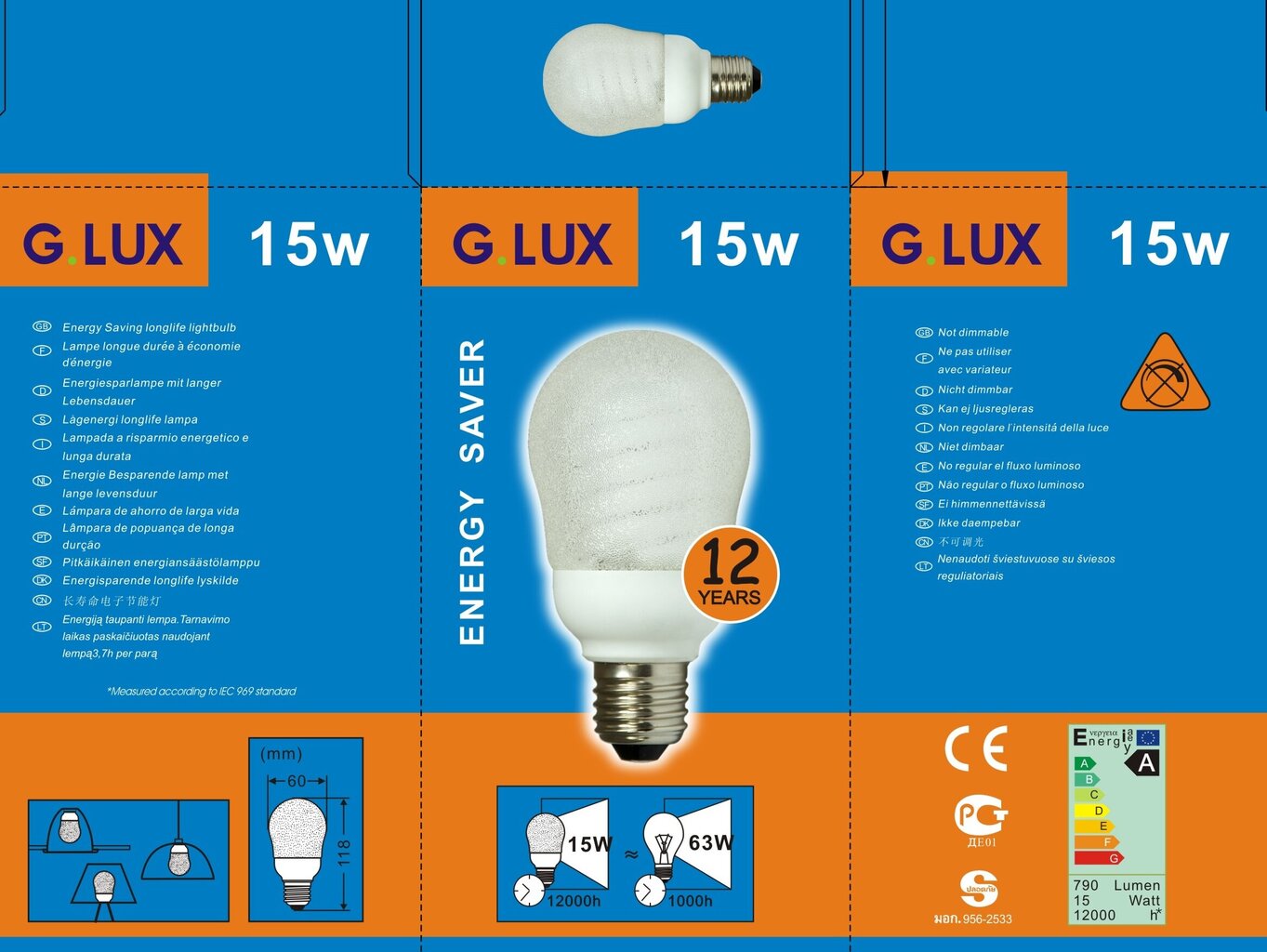 Energiją taupanti lemputė 15W pakuotė 10vnt G.LUX DEP/NP DECOR 15W Pakuotė kaina ir informacija | Elektros lemputės | pigu.lt