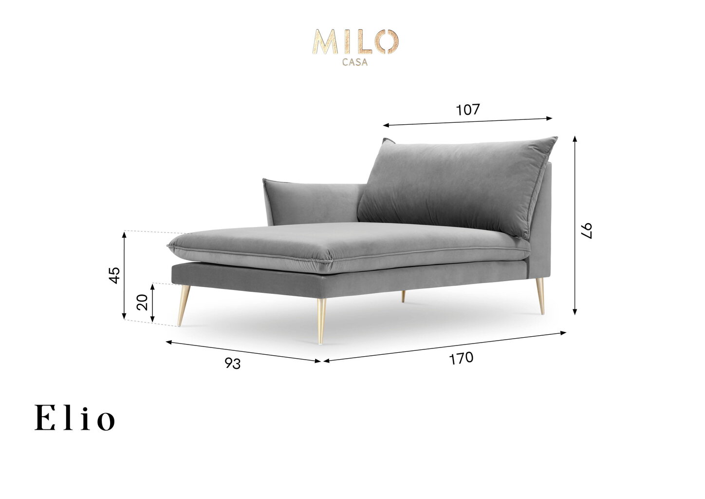 Kušetė Milo Casa Elio, smėlio/auksinės spalvos kaina ir informacija | Sofos | pigu.lt