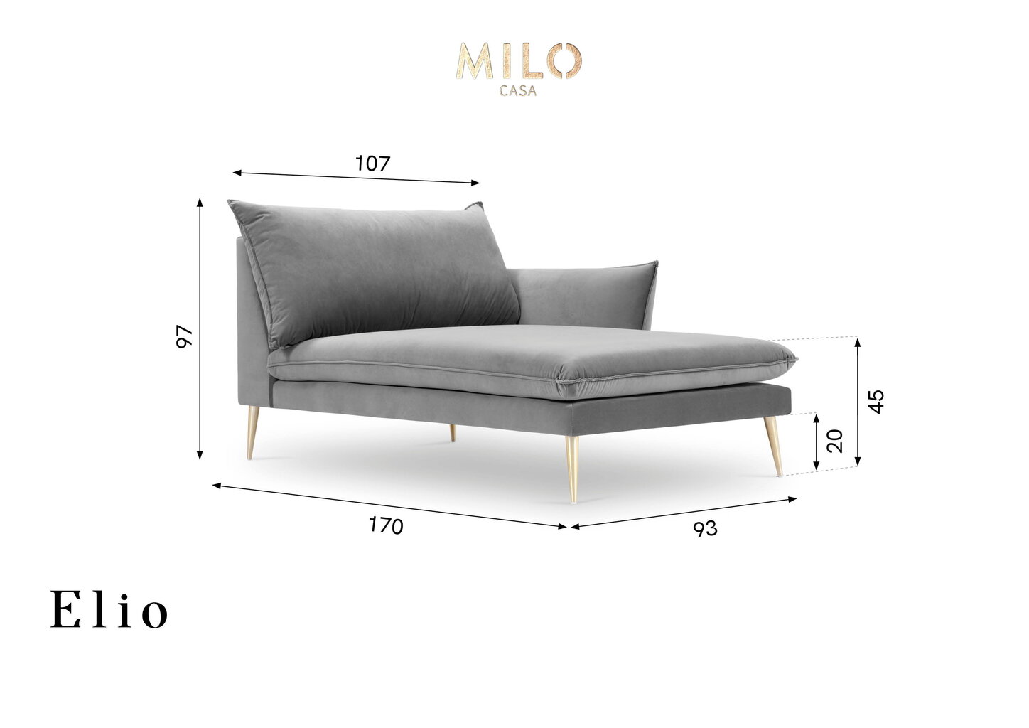 Kušetė Milo Casa Elio, žalios/auksinės spalvos kaina ir informacija | Sofos | pigu.lt