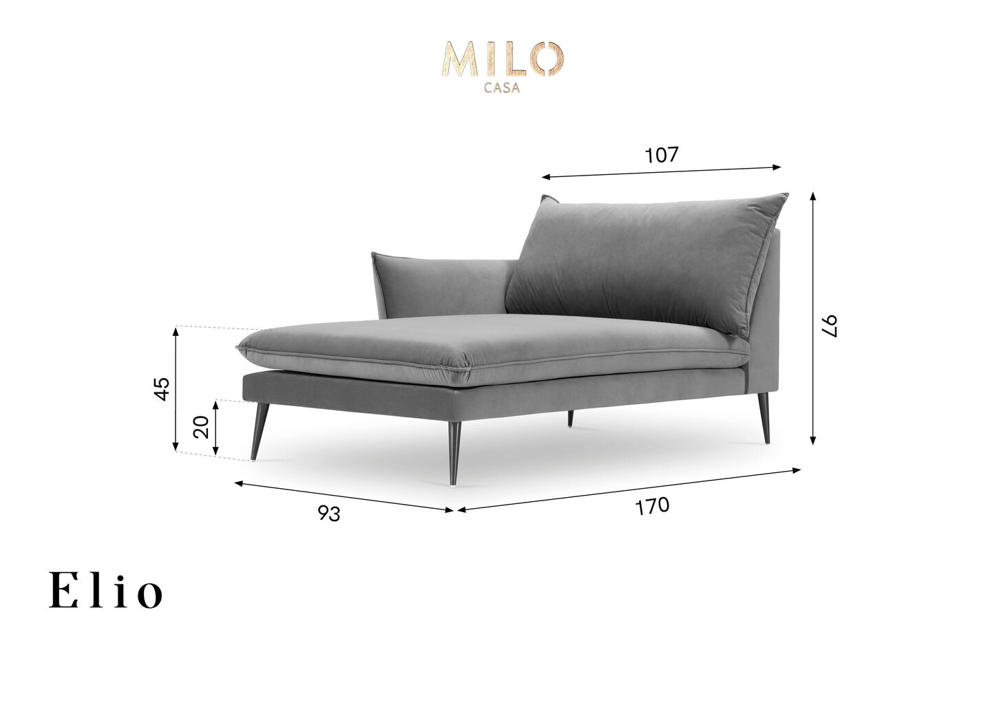 Kušetė Milo Casa Elio, tamsiai mėlyna/juoda kaina ir informacija | Sofos | pigu.lt