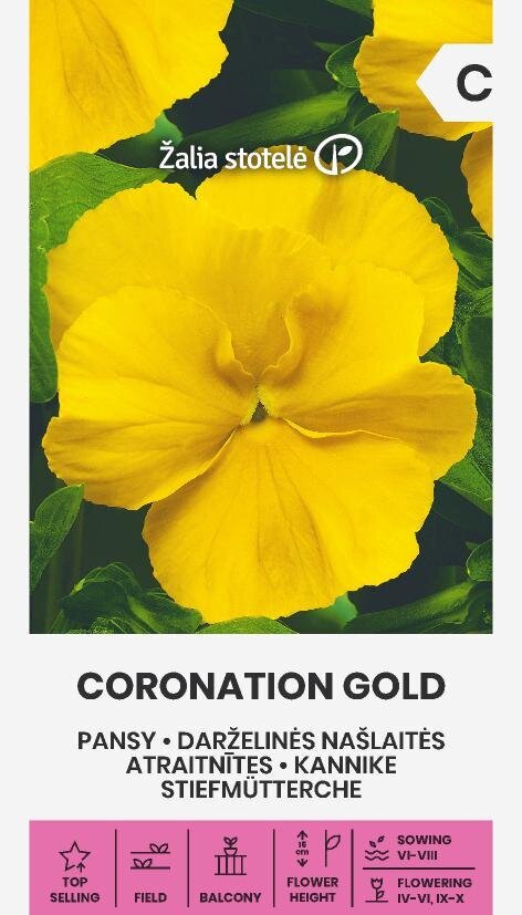 Darželinės našlaitės Coronation gold kaina ir informacija | Gėlių sėklos | pigu.lt