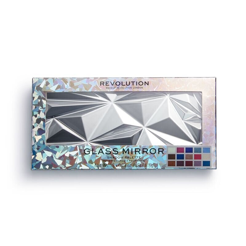 Akių šešėlių paletė Makeup Revolution London Glass Collection 16.5 g, Glass Mirror kaina ir informacija | Akių šešėliai, pieštukai, blakstienų tušai, serumai | pigu.lt