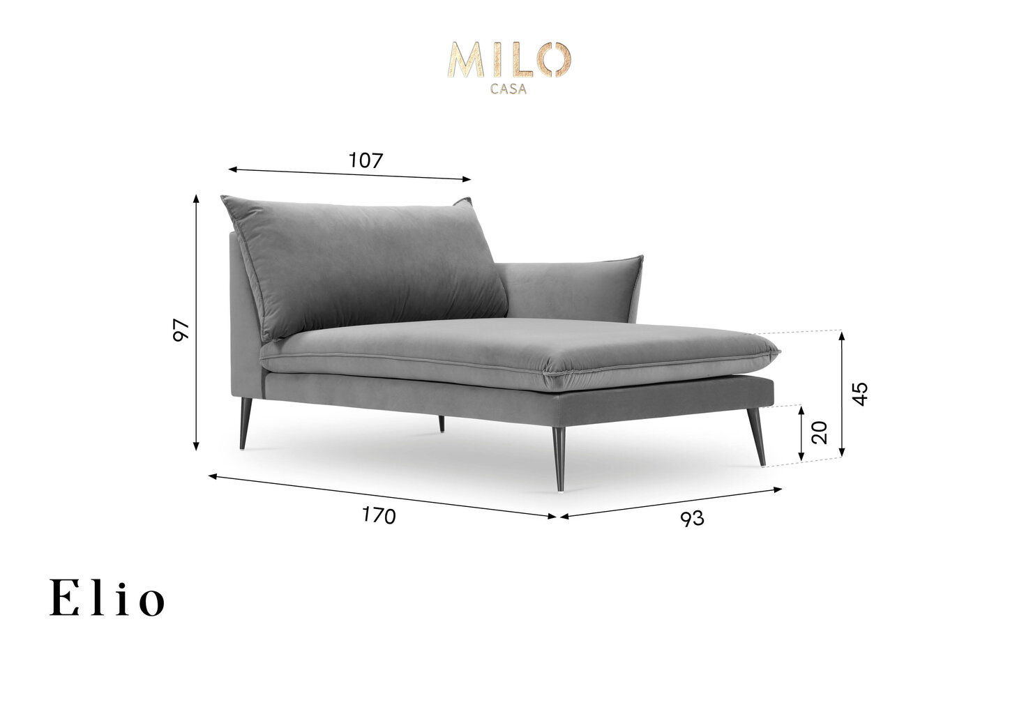 Kušetė Milo Casa Elio, tamsiai žalia/juoda kaina ir informacija | Sofos | pigu.lt