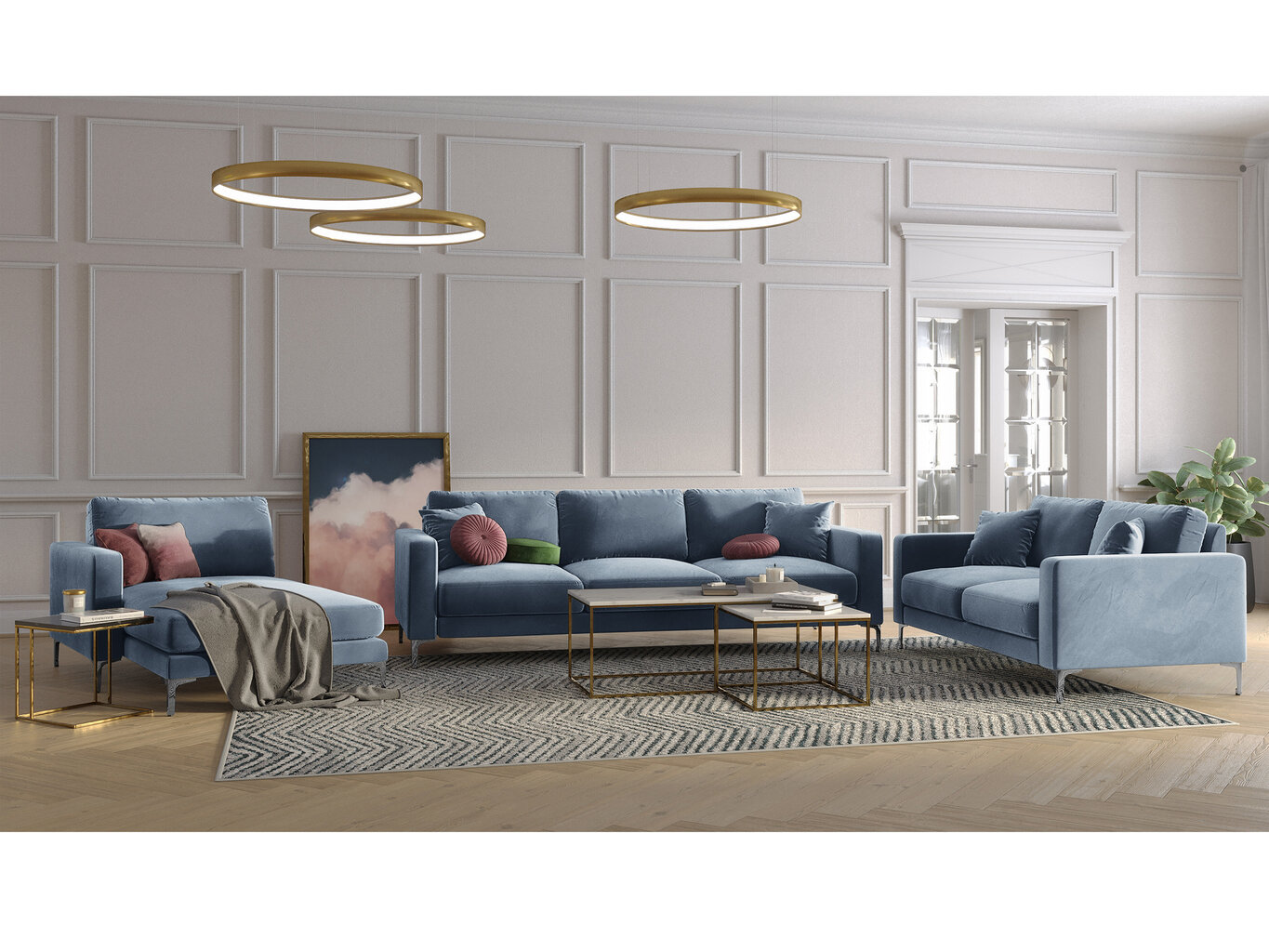 Kušetė Kooko Home Lyrique, šviesiai mėlyna kaina ir informacija | Sofos | pigu.lt