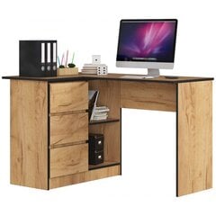 Письменный стол NORE B16, левый вариант, цвета дуба/черный цена и информация | Компьютерные, письменные столы | pigu.lt
