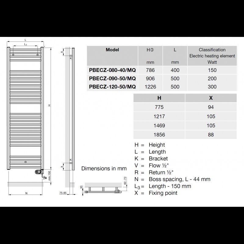 Elektrinis vonios radiatorius Zehnder Aura PBECZ-090-50/MQ, 90x50cm, chromo spalvos kaina ir informacija | Gyvatukai, vonios radiatoriai | pigu.lt