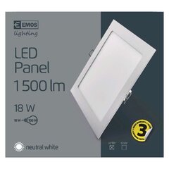Светодиодная панель 220x220 Прямоугольная белая, встраиваемая 18W NW IP20 W цена и информация | Монтируемые светильники, светодиодные панели | pigu.lt