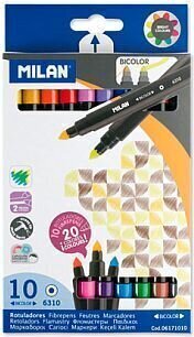 Dvipusiai flomasteriai Milan Bicolor, 20 spalvų kaina ir informacija | Piešimo, tapybos, lipdymo reikmenys | pigu.lt