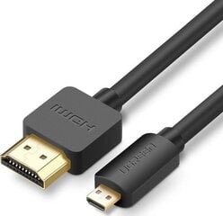 Кабель Ugreen HD127 Micro HDMI - HDMI, 4K, 3D, 2 м, черный цена и информация | Кабели и провода | pigu.lt