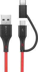 Kabel Micro USB + adapter USB-C BlitzWolf BW-MT3 3A 0,91m (red) цена и информация | Кабели для телефонов | pigu.lt