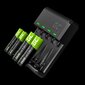 Green Cell GC VitalCharger Ni-MH AA“ ir AAA akumuliatoriaus įkroviklis su „Micro USB“ ir „USB-C“ prievadais цена и информация | Fotoaparatų krovikliai | pigu.lt