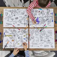 Stalo padėkliukai spalvinimui Stitch designworks "Pasaulio žemėlapis", 33x47 cm, 4vnt. kaina ir informacija | Piešimo, tapybos, lipdymo reikmenys | pigu.lt