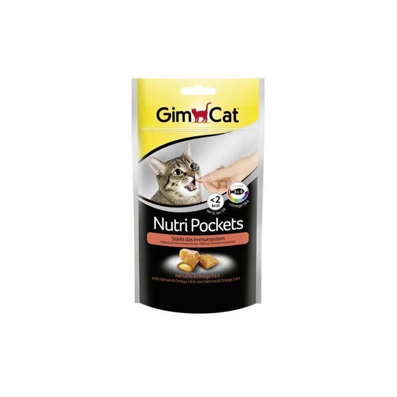 GimCat Nutri Pockets with Salmon & Omega 3&6 skanėstai katėms su Lašiša, Omega 3 ir 6 riebalų rūgštimis 60g kaina ir informacija | Skanėstai katėms | pigu.lt