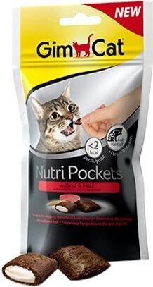 GimCat Nutri Pockets with Beef & Malt 60g kaina ir informacija | Skanėstai katėms | pigu.lt