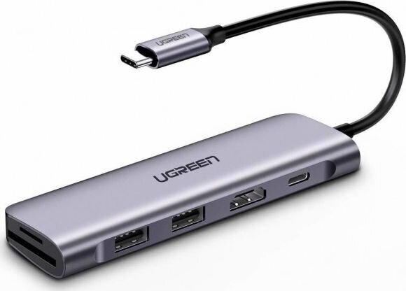Adaperis Ugreen USB-C - HDMI + USB-C + USB x2, 70411 kaina ir informacija | Adapteriai, USB šakotuvai | pigu.lt