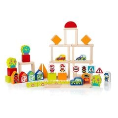 Деревянный строительный комплект для мальчиков и девочек из блоков 55 шт цена и информация | Игрушки для малышей | pigu.lt