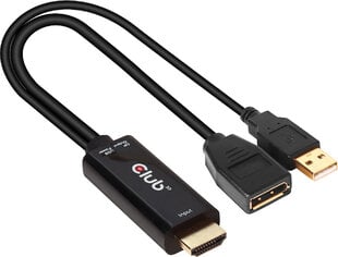 Переходник Club 3D HDMI - DisplayPort 1.2, источник питания USB, 25 см цена и информация | Адаптеры, USB-разветвители | pigu.lt