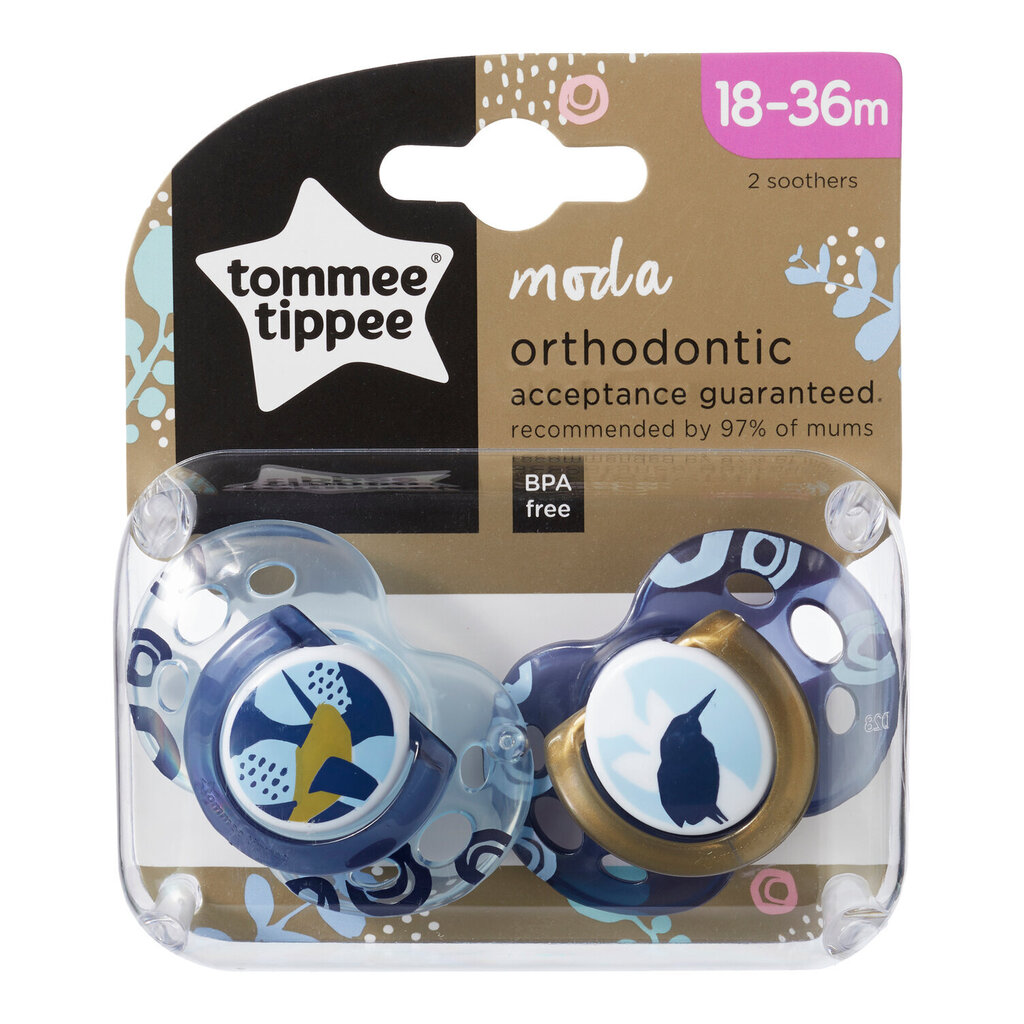 Ortodontiniai čiulptukai Tommee Tippee Moda 18-36 mėn, 2 vnt., 433436 kaina ir informacija | Čiulptukai | pigu.lt