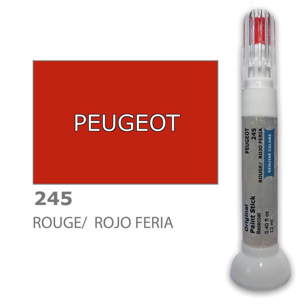 Dažų korektorius įbrėžimų taisymui PEUGEOT 245 - ROUGE/ROJO FERIA 12 ml kaina ir informacija | Automobiliniai dažai | pigu.lt