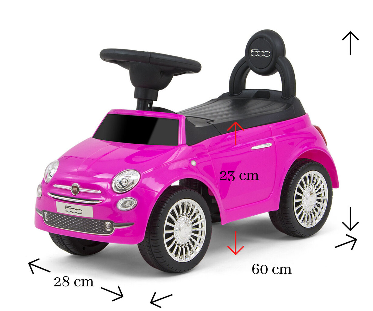 Paspiriamas automobilis „Fiat 500“, rožinė kaina ir informacija | Žaislai kūdikiams | pigu.lt