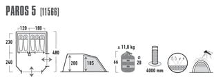 Палатка High Peak Paros 5, черная цена и информация | Палатки | pigu.lt