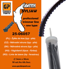 Pjovimo valas - Saw Line 3,0mm 50 vnt. 30cm цена и информация | Запчасти для садовой техники | pigu.lt
