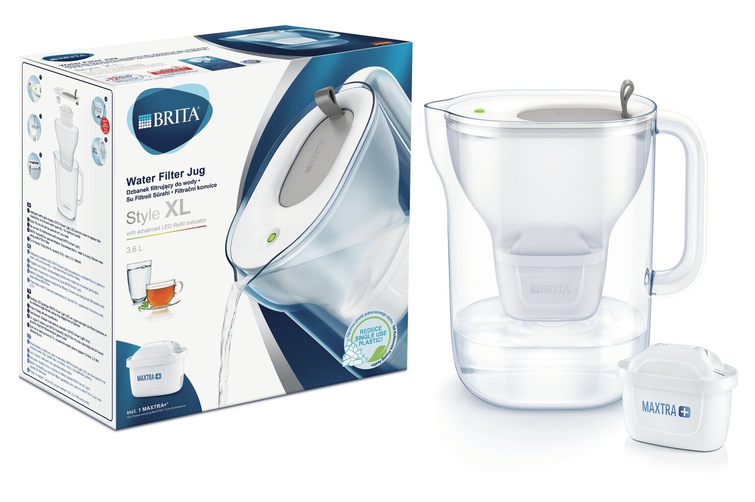 Brita Style Smart light, XL 3.6l, LED kaina ir informacija | Vandens filtrai | pigu.lt