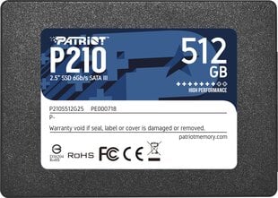 Patriot P210S512G25 цена и информация | Patriot Фотооборудование | pigu.lt