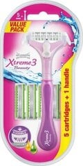 Rinkinys Wilkinson Sword Xtreme3 Beauty: skustuvas, 1 vnt. + skustuvo galvutės, 5 vnt. kaina ir informacija | Skutimosi priemonės ir kosmetika | pigu.lt