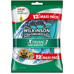 Wilkinson Sword Xtreme3 ​​Pure Sensitive (12 pcs) - Disposable razor for men цена и информация | Косметика и средства для бритья | pigu.lt