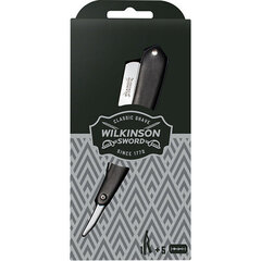 Wilkinson Sword Cut Throat + Double Edge Blades ( 5 pcs ) - Razor + spare razor blades цена и информация | Косметика и средства для бритья | pigu.lt