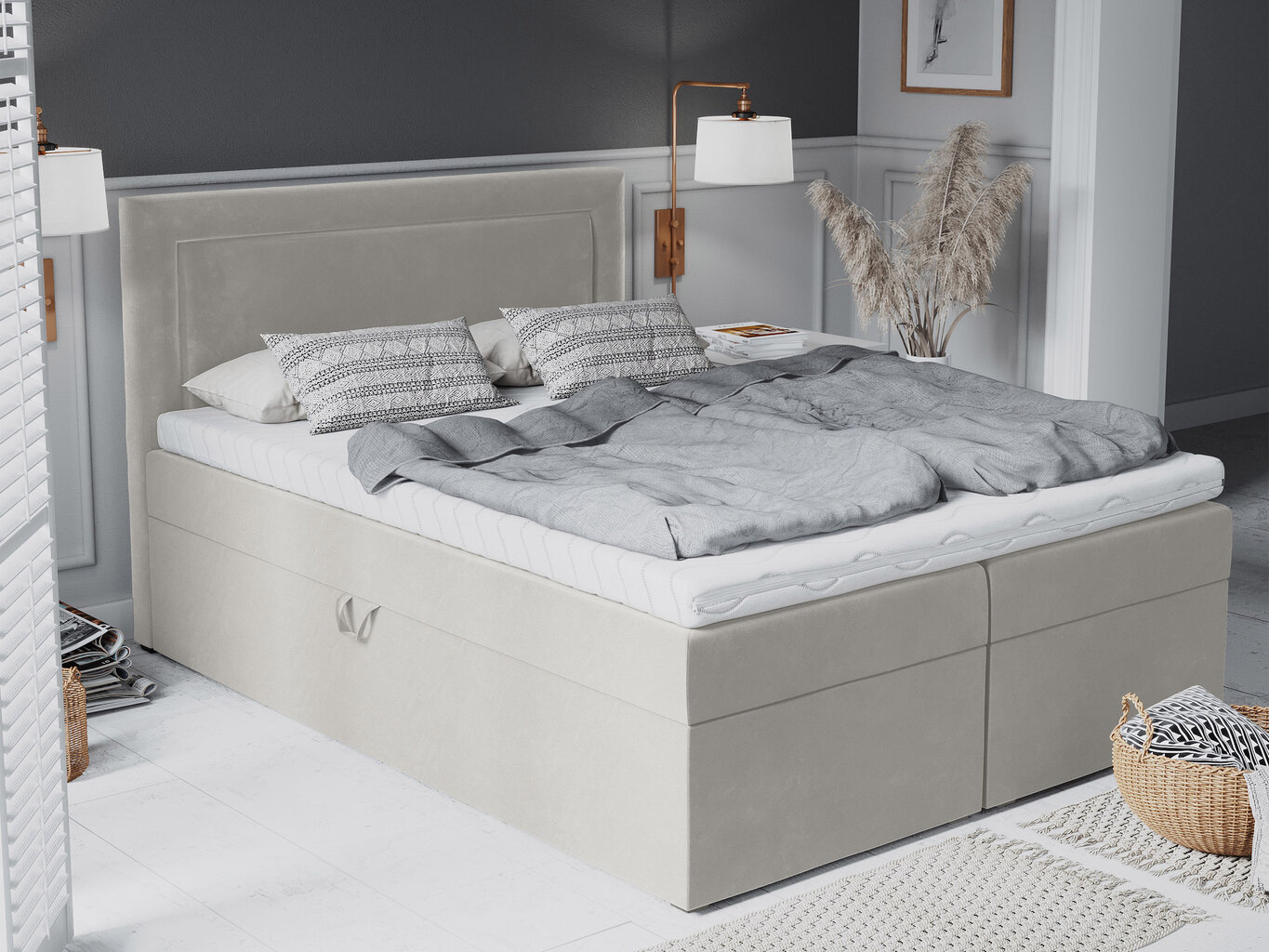 Lova Mazzini Beds Yucca 140x200 cm, smėlio spalvos kaina ir informacija | Lovos | pigu.lt