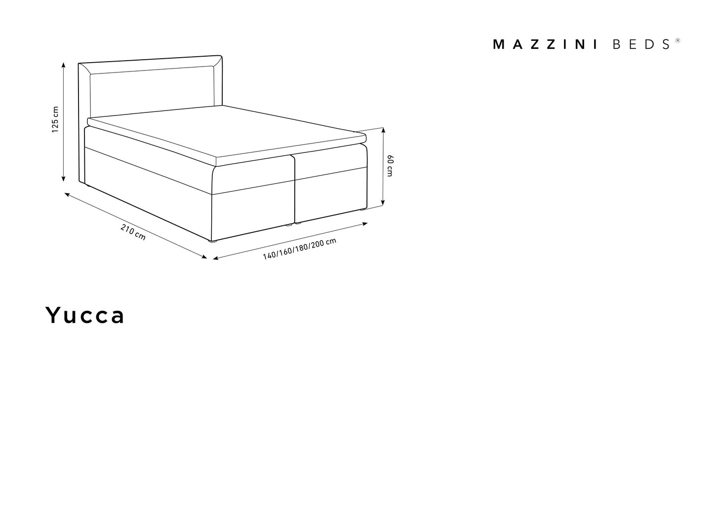 Lova Mazzini Beds Yucca 140x200 cm, geltona цена и информация | Lovos | pigu.lt