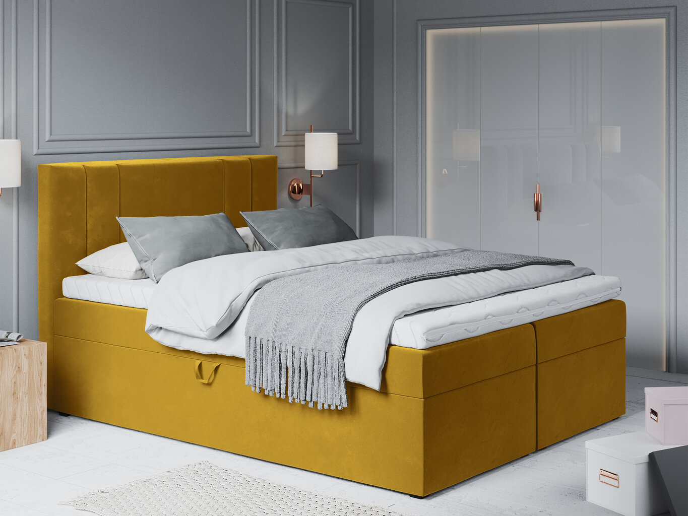 Lova Mazzini sofas Afra 140x200 cm, geltona kaina ir informacija | Lovos | pigu.lt